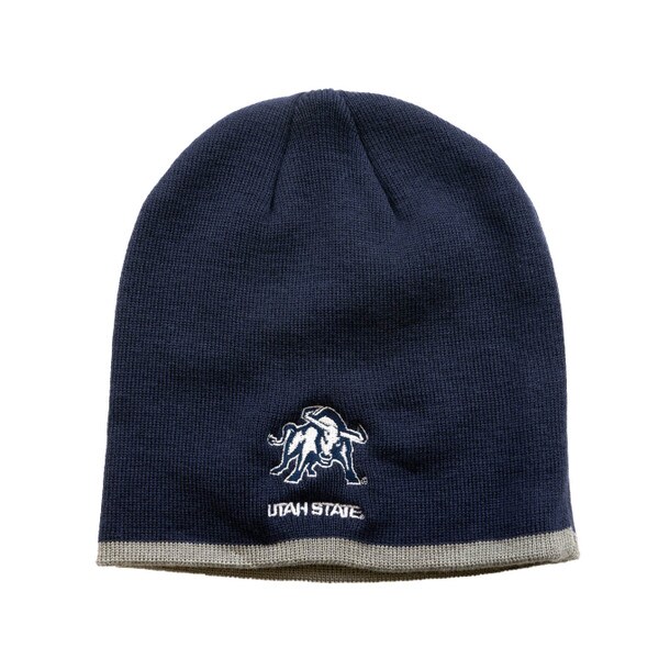 BEANIE KNIT BULL LOGO NAVY HEATHER